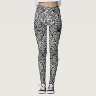Seamless lace roses romantic retro vintage black l leggings