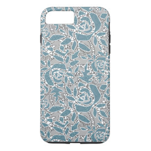 Seamless lace roses romantic retro vintage blue la iPhone 8 plus/7 plus case