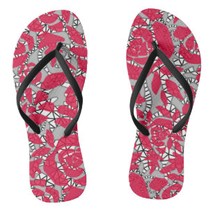 Seamless lace roses romantic retro vintage red lac flip flops