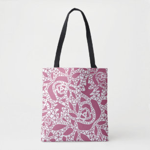 Seamless lace roses romantic retro vintage red lac tote bag