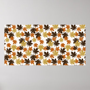 seamless leaf pattern with grunge effect poster