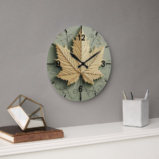 Seamless leaves Design Wall  Large Clock