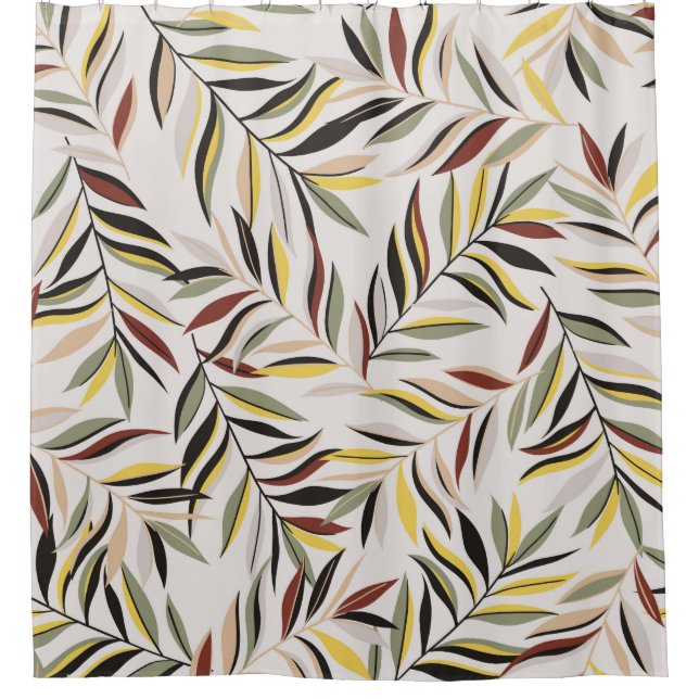seamless leaves pattern on grey backgroundpattern, shower curtain (Front)