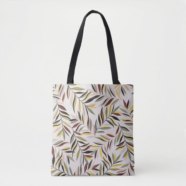 seamless leaves pattern on grey backgroundpattern, tote bag (Front)