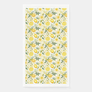 Seamless Lemon With Green Leaves and Flowers Napkin