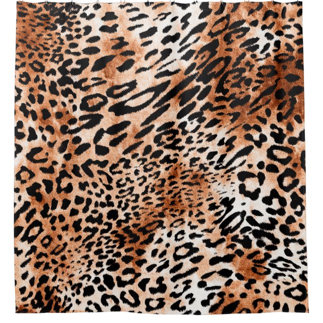 Seamless leopard pattern, african animal print shower curtain (Front)