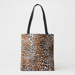 Seamless leopard pattern, hand drawing animal prin tote bag