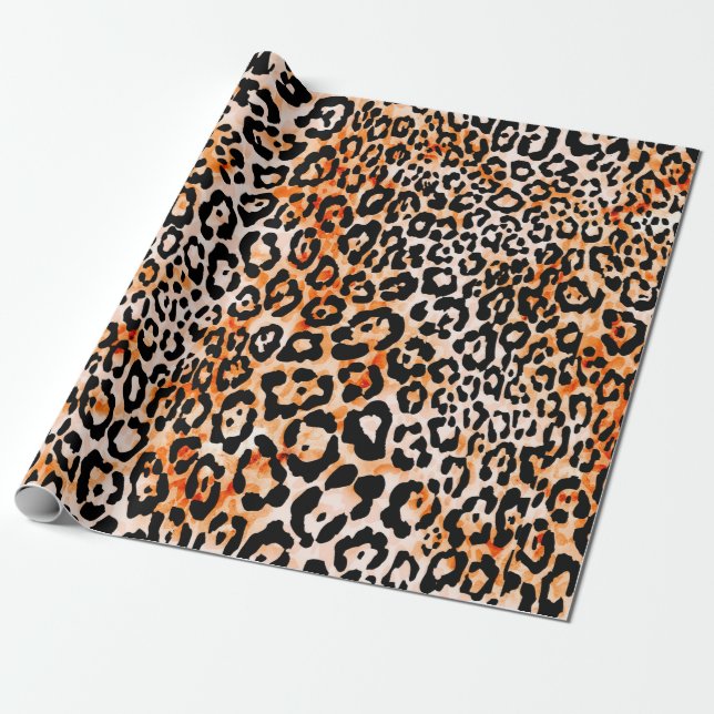 Seamless leopard pattern, hand drawing animal prin wrapping paper (Unrolled)