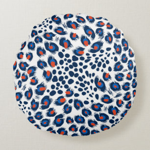 Seamless leopard skin pattern. Vintage.  Round Cushion