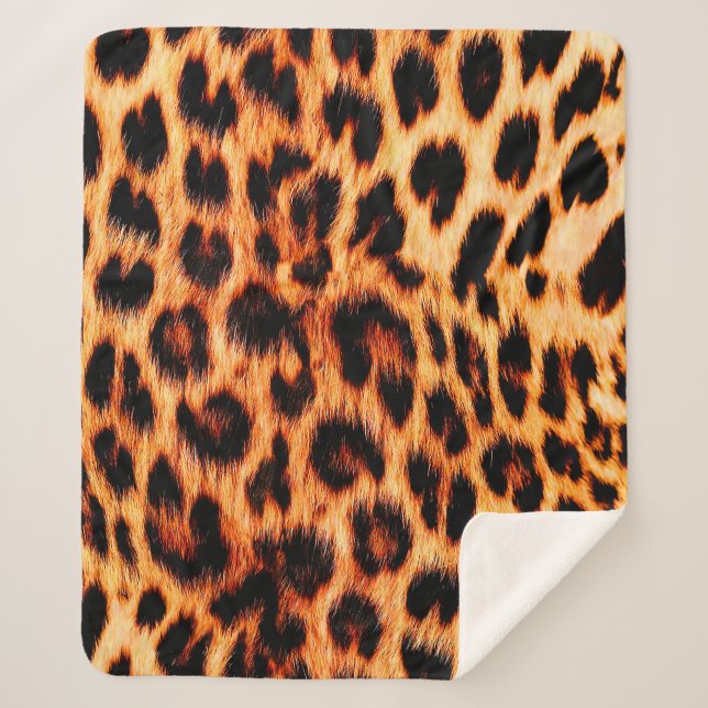 Seamless leopard texture, leopard fur, african ani sherpa blanket (Front)