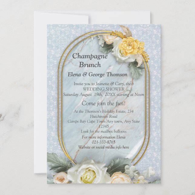 Seamless Light Blue, Pink & White Mandalas  Invitation (Front)