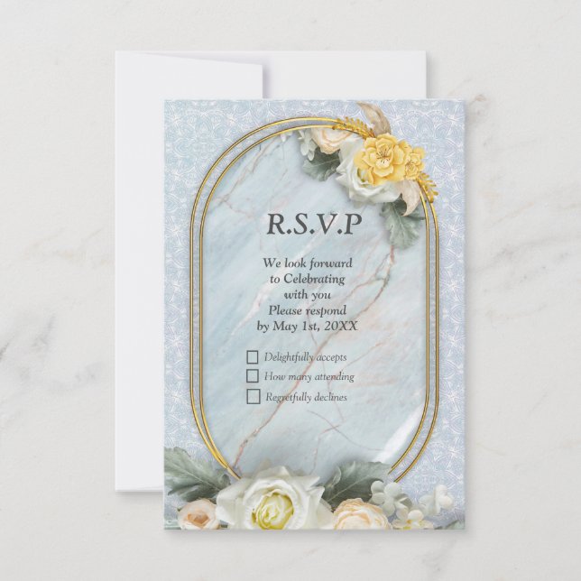 Seamless Light Blue, Pink & White Mandalas  RSVP Card (Front)