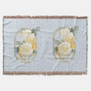 Seamless Light Blue, Pink & White Mandalas  Throw Blanket