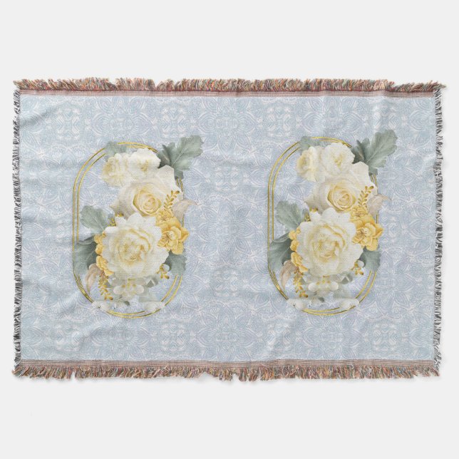 Seamless Light Blue, Pink & White Mandalas  Throw Blanket (Front)