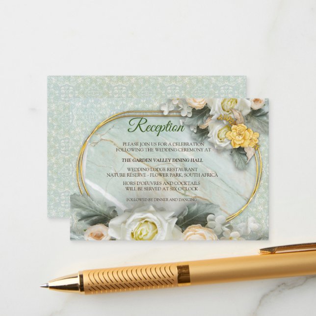 Seamless Light Green, Yellow & White Mandalas Enclosure Card (Front/Back In Situ)