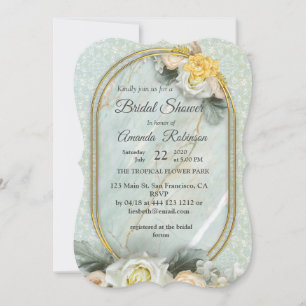 Seamless Light Green, Yellow & White Mandalas Invitation