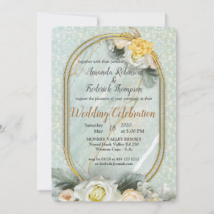 Seamless Light Green, Yellow & White Mandalas Invitation