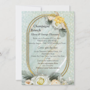 Seamless Light Green, Yellow & White Mandalas Invitation