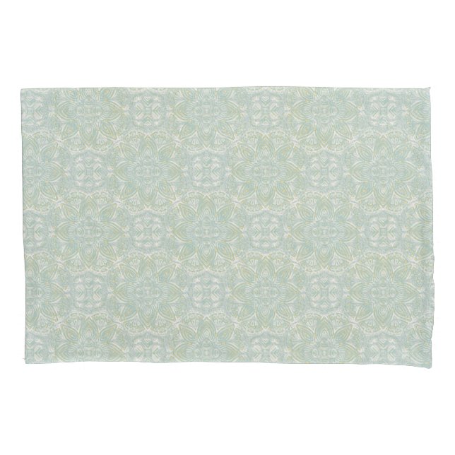 Seamless Light Green, Yellow & White Mandalas  Pillowcase (Front)