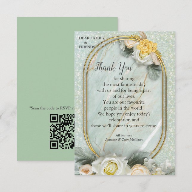 Seamless Light Green, Yellow & White Mandalas  RSVP Card (Front/Back)