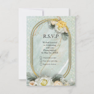 Seamless Light Green, Yellow & White Mandalas  RSVP Card