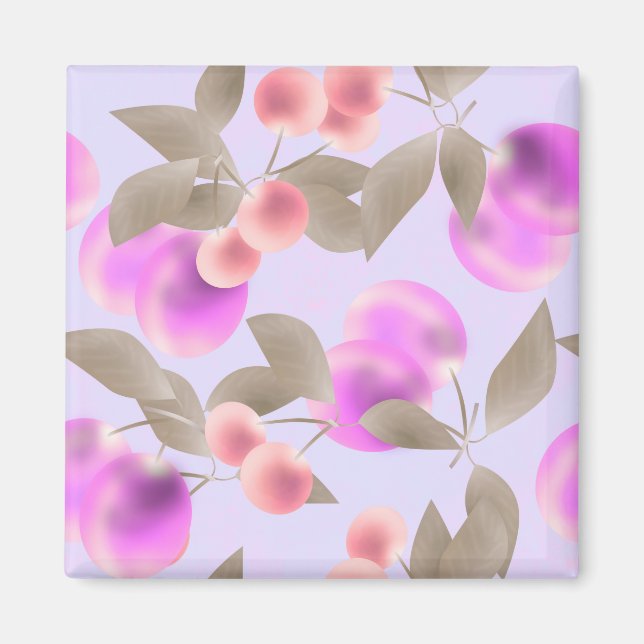 Seamless light plum fruits purple berries cherry p magnet (Front)