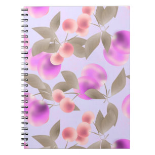 Seamless light plum fruits purple berries cherry p notebook