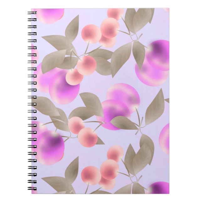 Seamless light plum fruits purple berries cherry p notebook (Front)