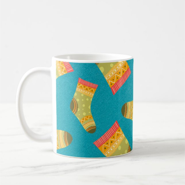 Seamless linear pattern with socks. The illustrati Coffee Mug (Left)