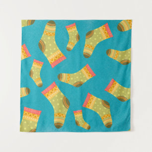 Seamless linear pattern with socks. The illustrati Tapestry