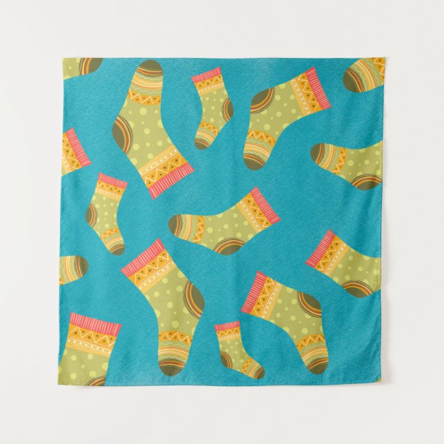 Seamless linear pattern with socks. The illustrati Tapestry (Front)