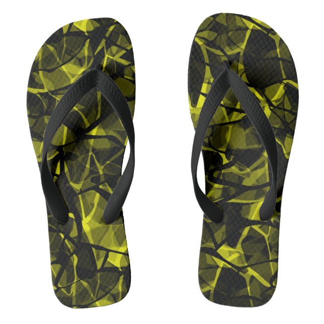 Seamless liquid wavy abstract black green modern p flip flops (Footbed)