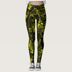Seamless liquid wavy abstract black green modern p leggings