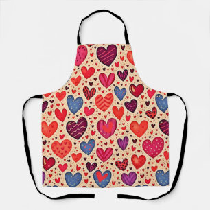 Seamless Love Heart Pattern Art Apron