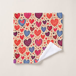 Seamless Love Heart Pattern Art Bath Towel Set