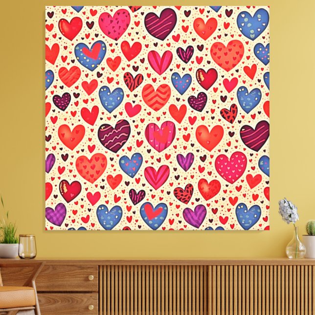 Seamless Love Heart Pattern Art Canvas Print (Insitu(LivingRoom))