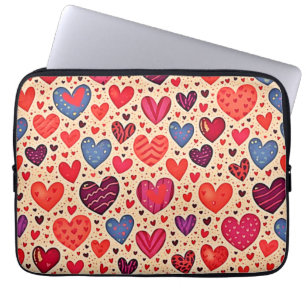 Seamless Love Heart Pattern Art Laptop Sleeve