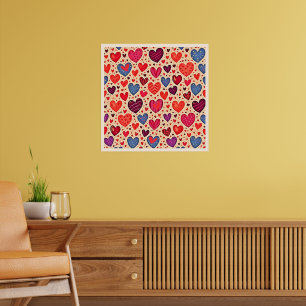 Seamless Love Heart Pattern Art Poster