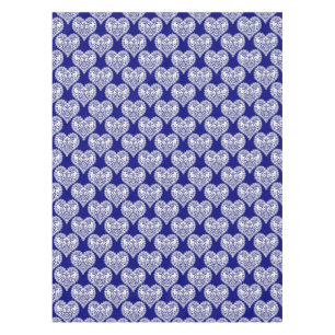 Seamless love Valentines Day navy white lacy lace Tablecloth