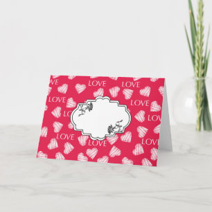 Seamless LOVE Valentines Day pink red white scratc Card