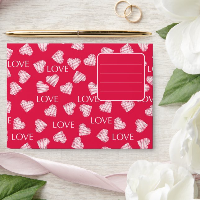 Seamless LOVE Valentines Day pink red white scratc Envelope (Wedding)