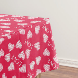 Seamless LOVE Valentines Day pink white scratch he Tablecloth