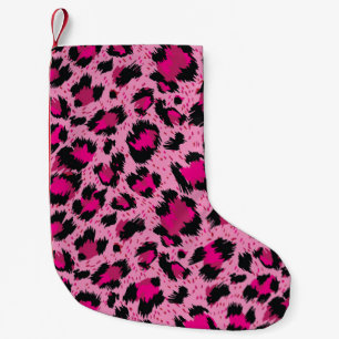Seamless luxury pink leopard pattern. small christmas stocking