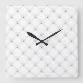 Seamless Luxury White and Gold 1 Square Wall Clock
