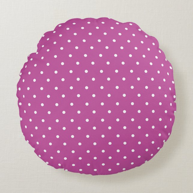 Seamless magenta background polka dot pattern round cushion (Front)