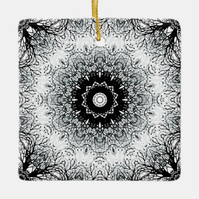 Seamless mandala kaleidoscope tile black grey whit ceramic ornament (Front)