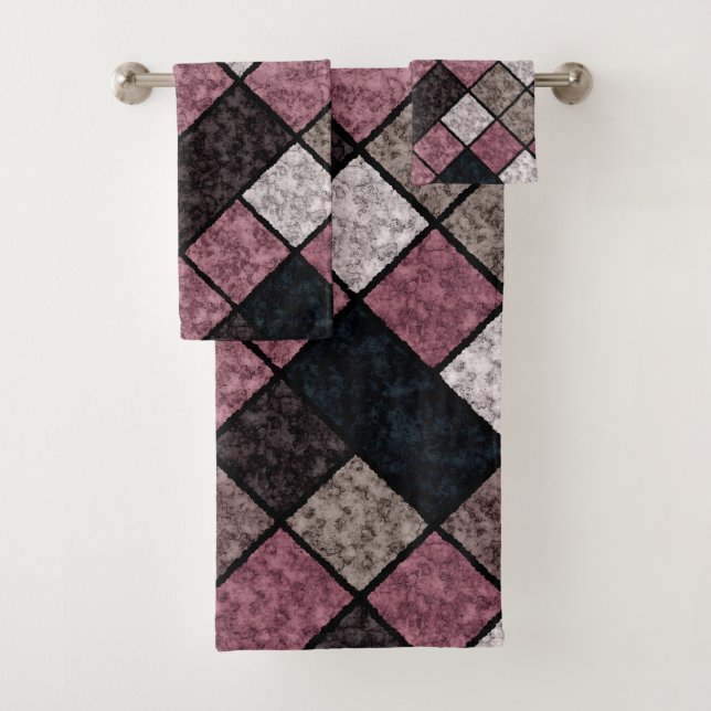 Seamless marble granite stone tile pattern  bath towel set (Insitu)