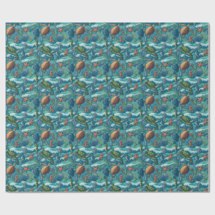Seamless Marine Life Pattern Wallpaper Wrapping Paper