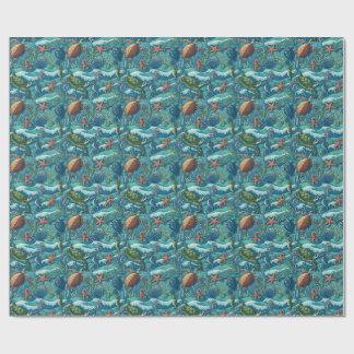 Seamless Marine Life Pattern Wallpaper Wrapping Paper
