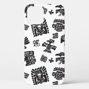 Seamless maya pattern. Black and white ethnic elem iPhone 12 Case